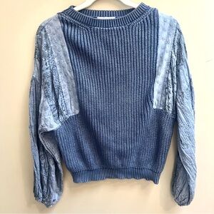 Fate patchwork Blue Women's Sweater Sz Sm